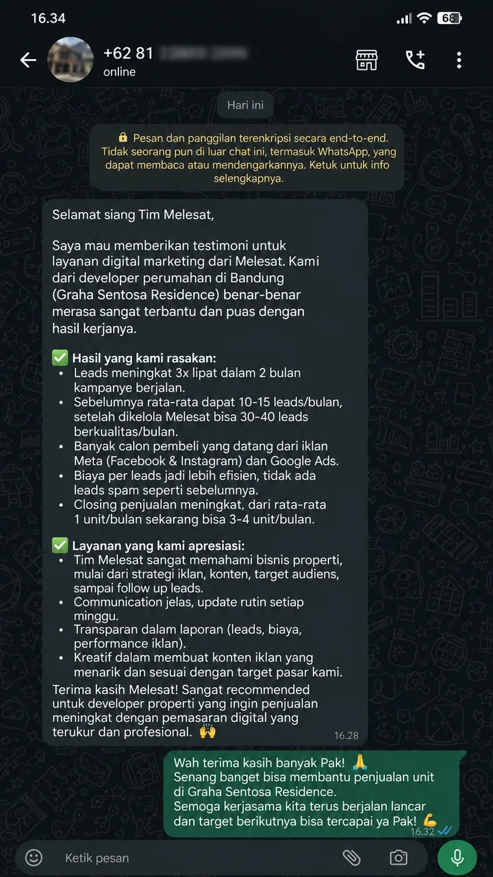 Cuplikan testimoni bisnis Properti Bandung